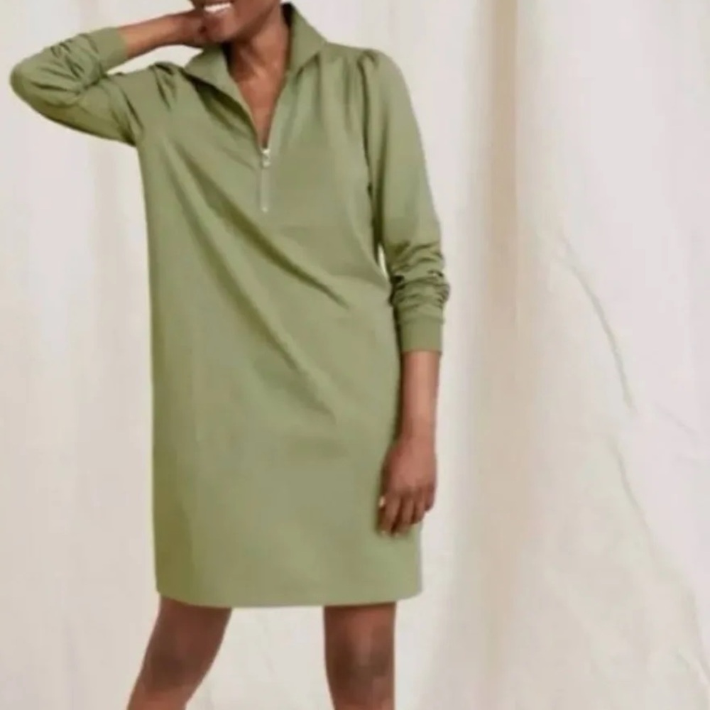 Garnet Hill Quarter Zip Mock Neck Sweater Dress